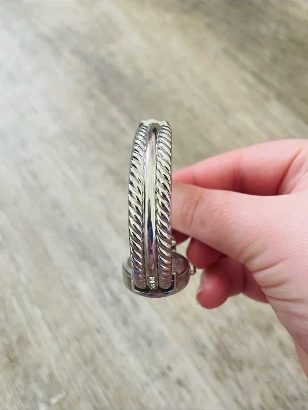 Silver Tone Bracelet Watch with Crystal Accents - Women's Accessory